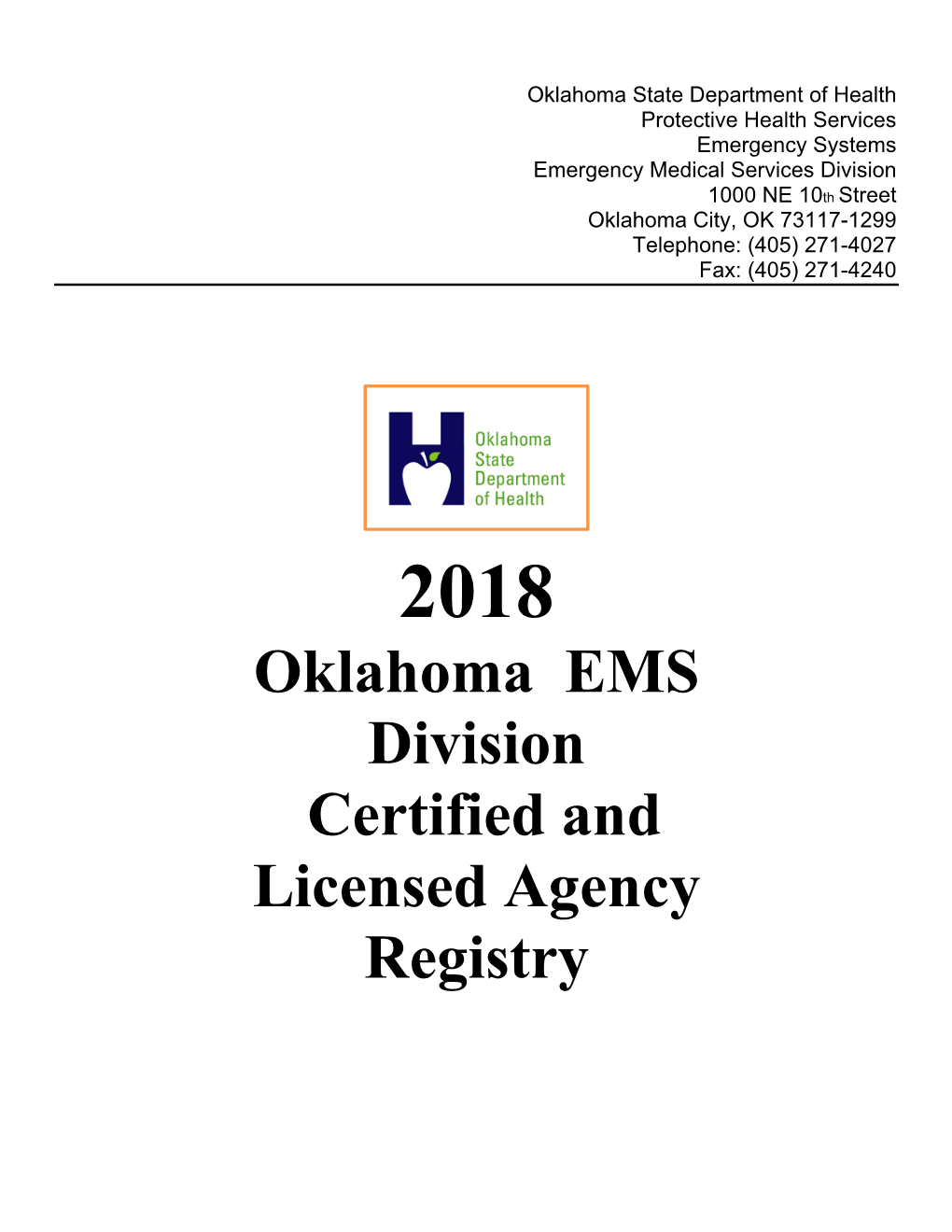 2018 Oklahoma Ambulance Registry