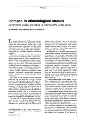 Isotopes in Climatological Studies Environmental Isotopes Are Helping Us Understand the World's Climate by Kazimierz Rozanski and Roberto Gonfiantini