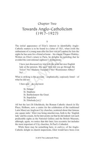 Towards Anglo-Catholicism (1917-1927)