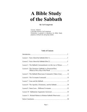 A Bible Study of the Sabbath