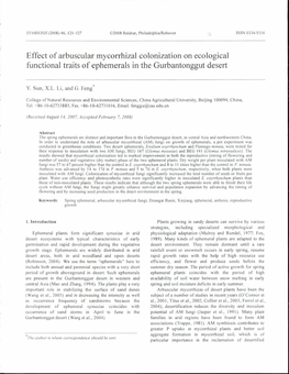 Effect of Arbuscular Mycorrhizal Colonization on Ecological Functional Traits of Ephemerals in the Gurbantonggut Desert