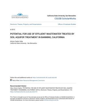 Potential for Use of Effluent Wastewater Treated by Soil Aquifer Treatment in Banning, California