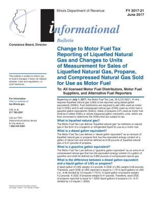 Change to Motor Fuel Tax Reporting of Liquefied Natural Gas And