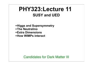 PHY323:Lecture 11 SUSY and UED