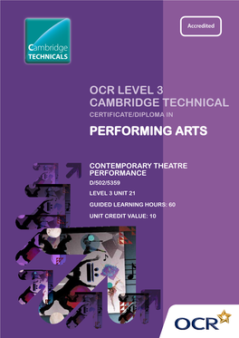 Contemporary Theatre Performance D/502/5359 Level 3 Unit 21