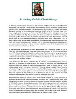 St. Anthony Catholic Church History