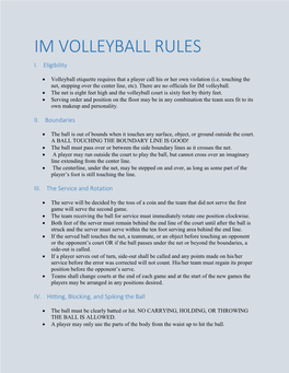 Im Volleyball Rules I