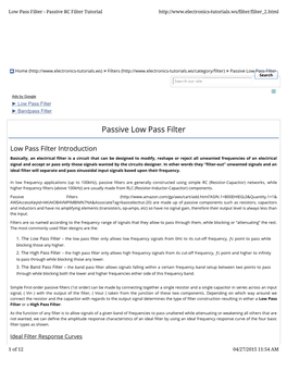 Passive Low Pass Filter Search