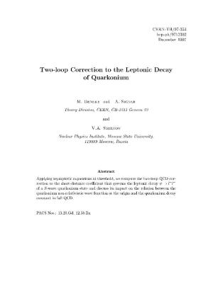 Two-Loop Correction to the Leptonic Decay of Quarkonium