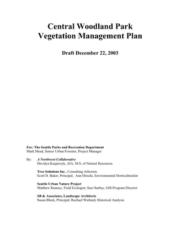 Central Woodland Park Vegetation Management Plan