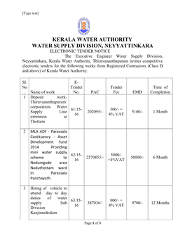Kerala Water Authority Water Supply Division
