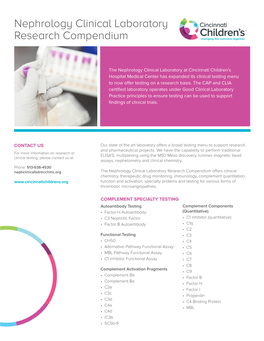 Nephrology Clinical Laboratory Research Compendium