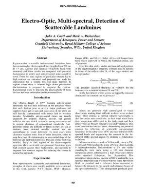 Electro-Optic, Multi-Spectral, Detection of Scatterable Landmines