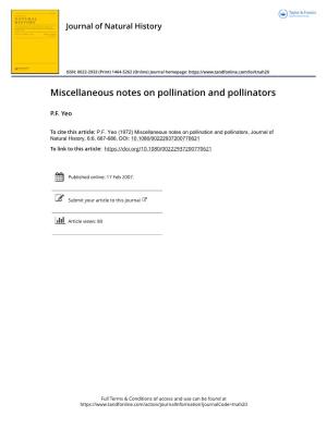 Miscellaneous Notes on Pollination and Pollinators