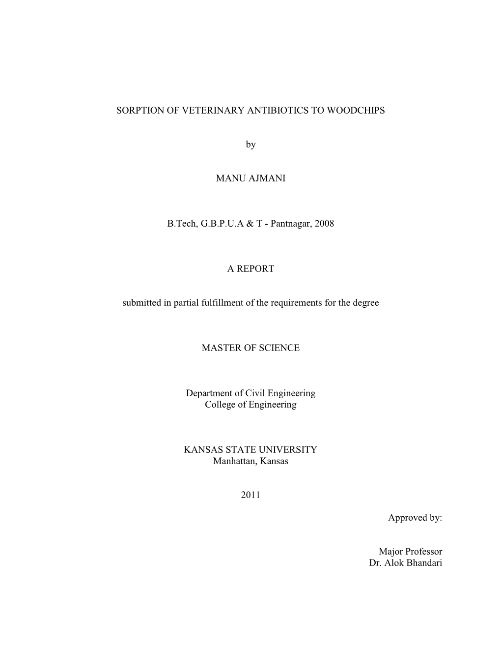 Sorption of Veterinary Antibiotics to Woodchips