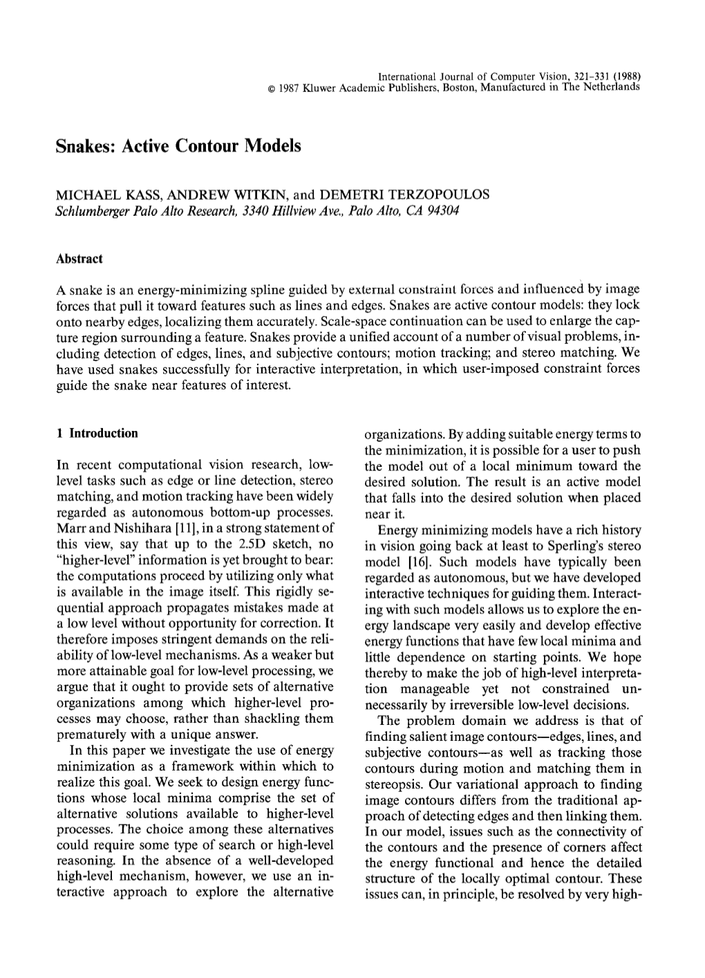 Snakes: Active Contour Models