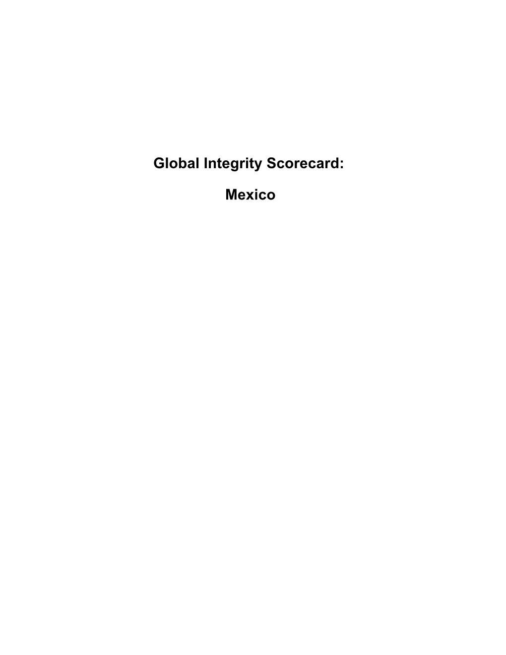 Global Integrity Scorecard: Mexico
