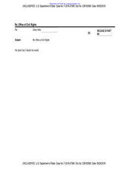 UNCLASSIFIED US Department of State Case No. F-2016-07895 Doc