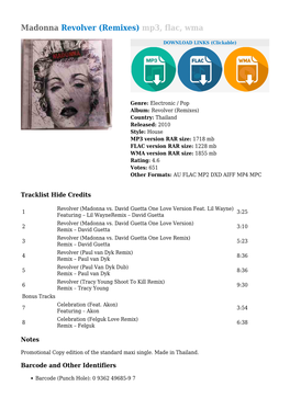 Madonna Revolver (Remixes) Mp3, Flac, Wma
