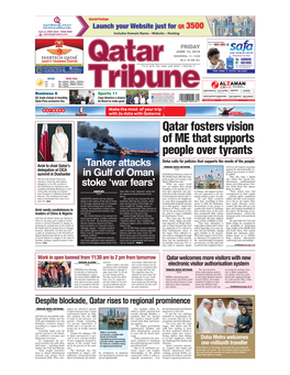 Qatar Fosters Vision of ME That Supports People Over Tyrants