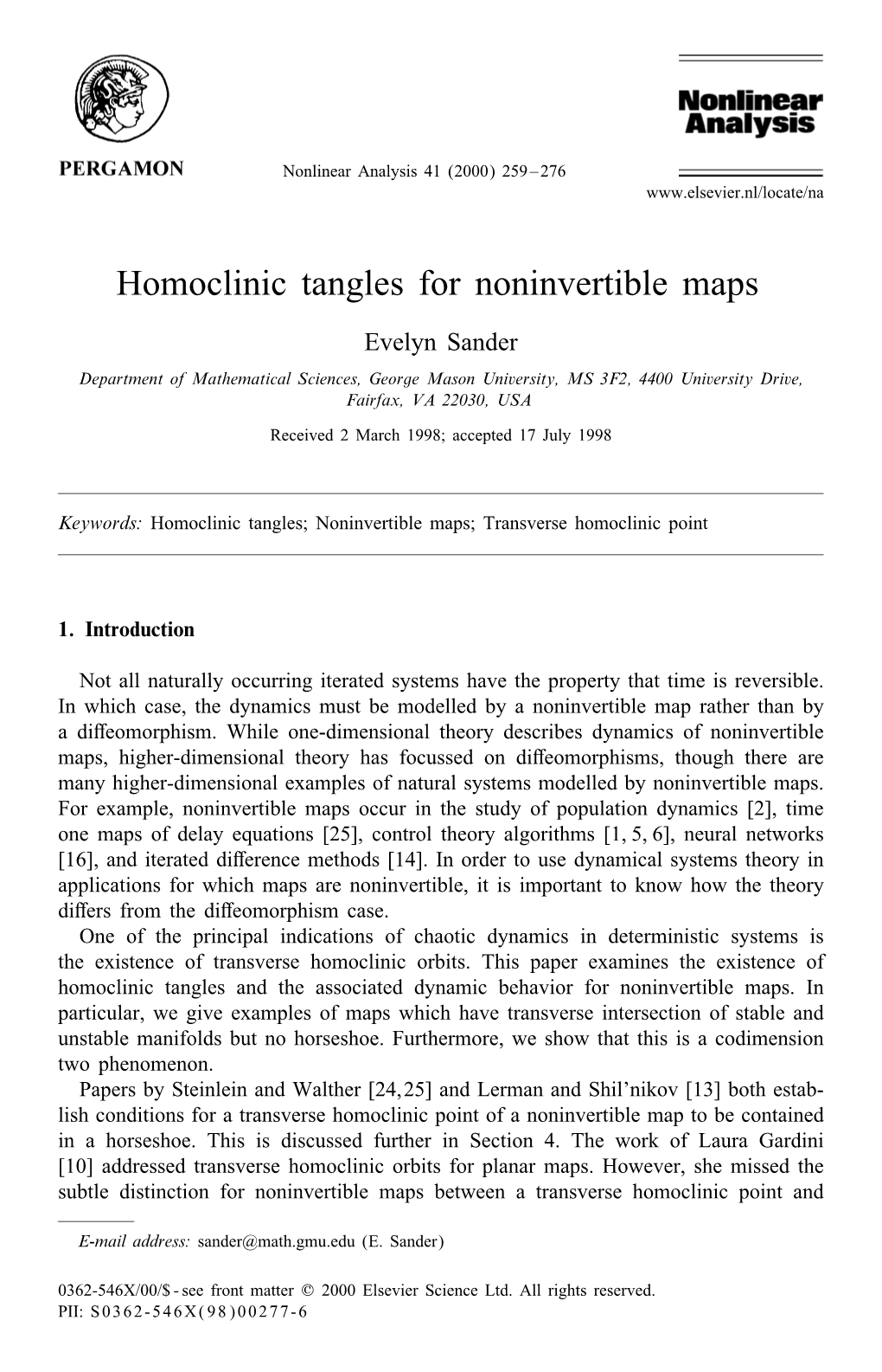 Homoclinic Tangles for Noninvertible Maps