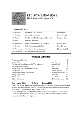 REDISCOVERING HOPE HHS Research Report 2012