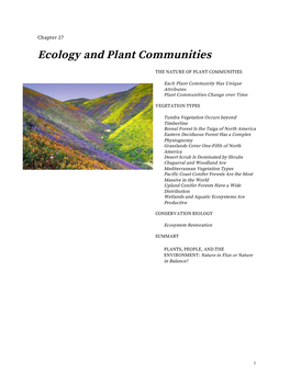 Chapter 27: Ecology and Plant Communities