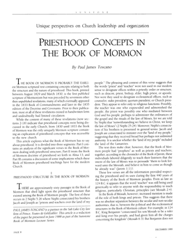 Priesthood Concepts in the Book of Mormon