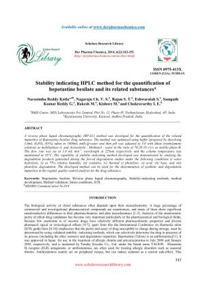 Stability Indicating HPLC Method for the Quantification of Bepotastine Besilate and Its Related Substances*