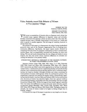 Value Attitudes Toward Role Behavior of Women in Two Japanese Villages