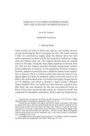 The Case of Eglon's Murder (Judges 3)