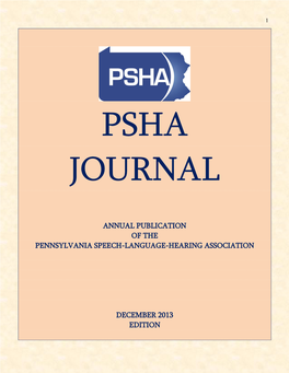 Read the 2013 PSHA Journal