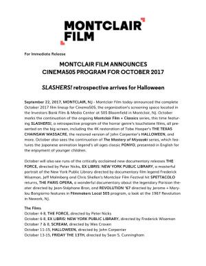 Montclair Film Announces October 2017 Lineup at Cinema505