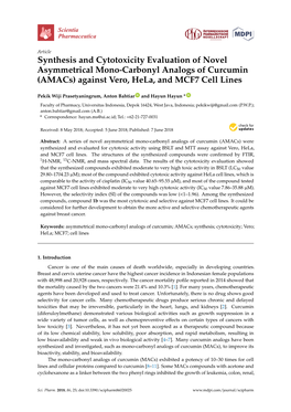 Synthesis and Cytotoxicity Evaluation of Novel Asymmetrical Mono-Carbonyl Analogs of Curcumin (Amacs) Against Vero, Hela, and MCF7 Cell Lines