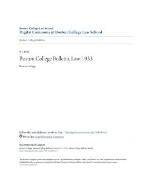 Boston College Bulletin, Law, 1933 Boston College