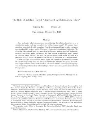 The Role of Inflation Target Adjustment in Stabilization Policy
