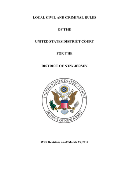 Local Civil and Criminal Rules of the United States District Court for the District of New Jersey