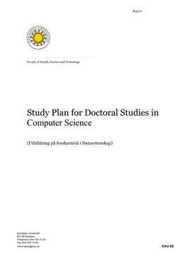 Study Plan for Doctoral Studies in Computer Science
