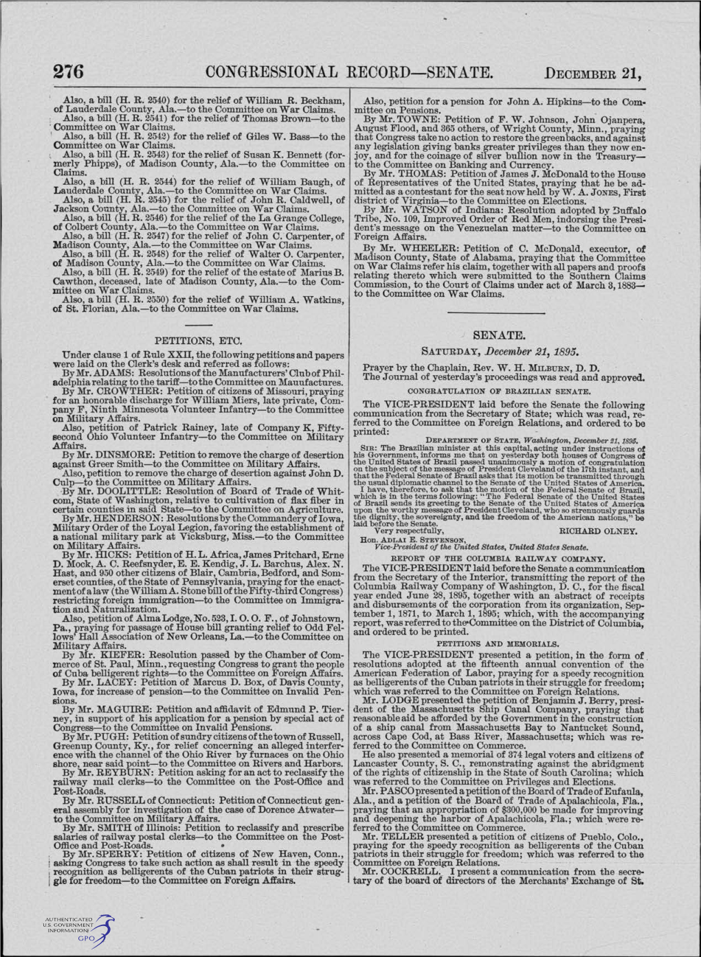 Congressional Record-Senate. December 21