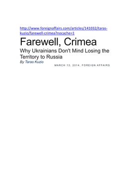Farewell, Crimea. Why Ukrainians