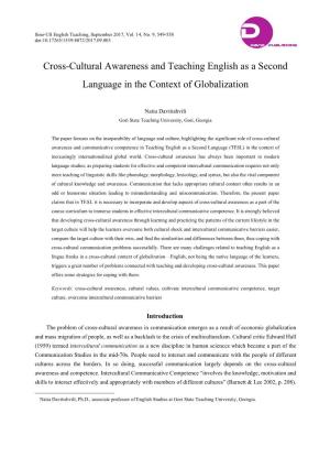 Cross-Cultural Awareness and Teaching English As a Second Language in the Context of Globalization