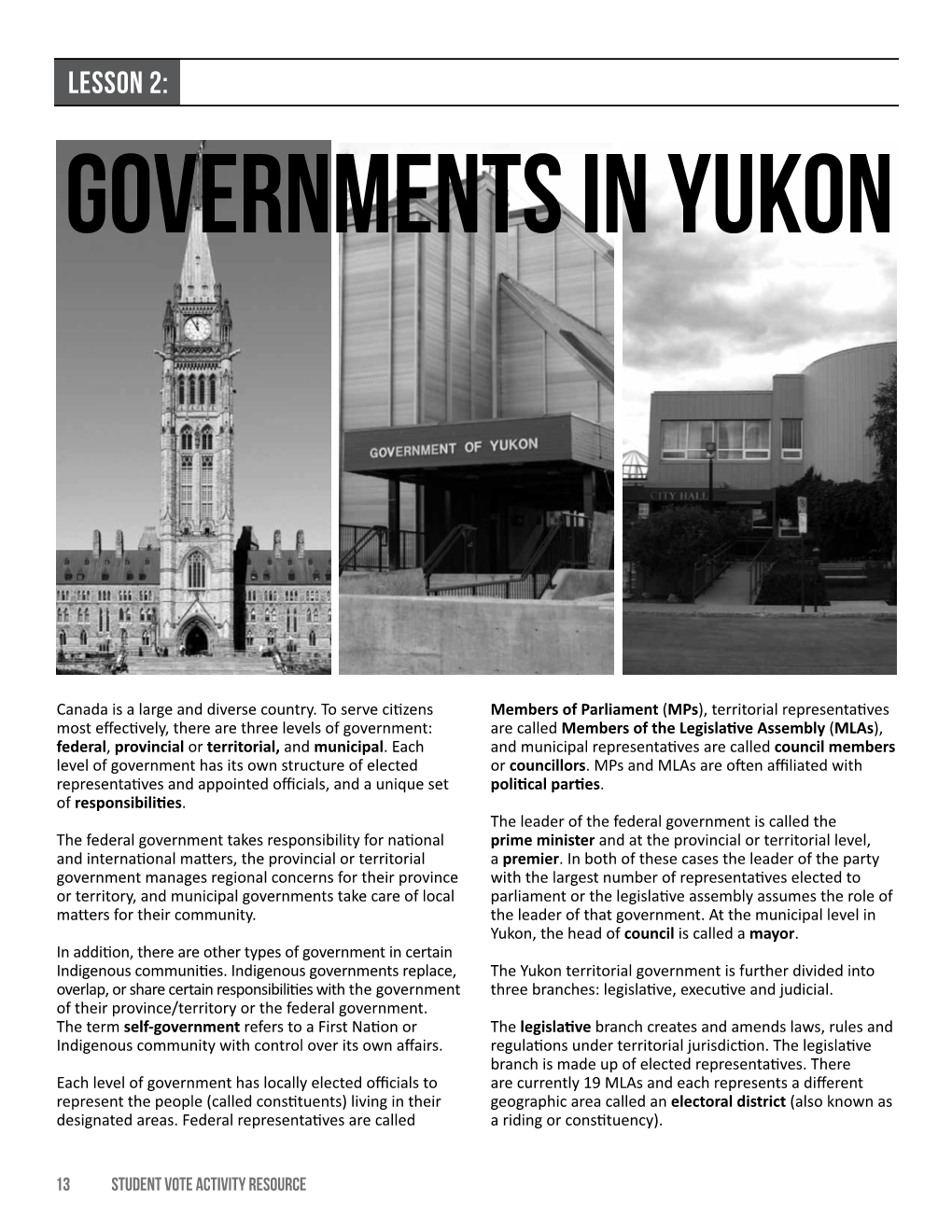 LESSON 2: Governments in Yukon