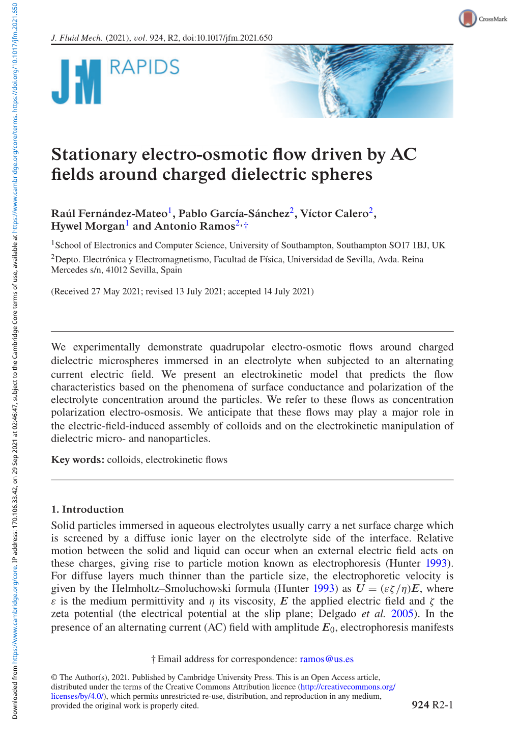 Stationary Electro-Osmotic Flow Driven by AC Fields Around Charged