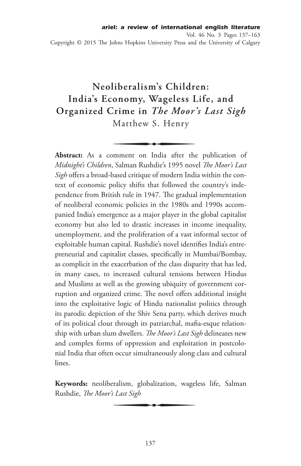 Neoliberalism's Children: India's Economy, Wageless Life, And