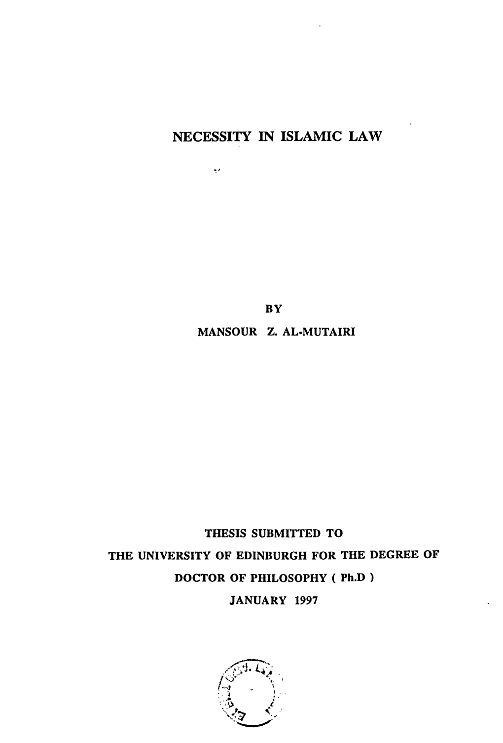 Necessity in Islamic Law