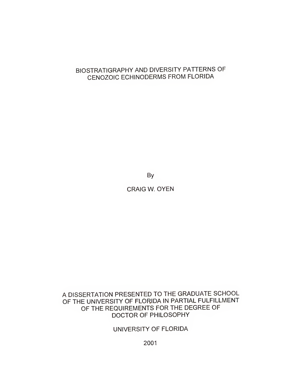 Biostratigraphy and Diversity Patterns of Cenozoic Echinoderms from Florida