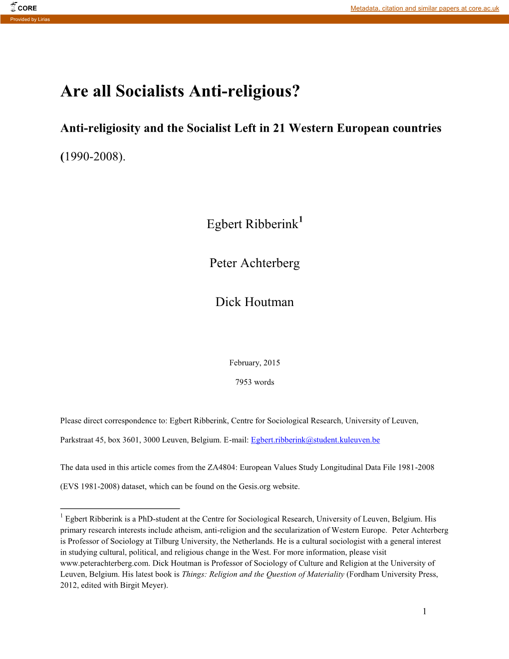 Are All Socialists Anti-Religious?