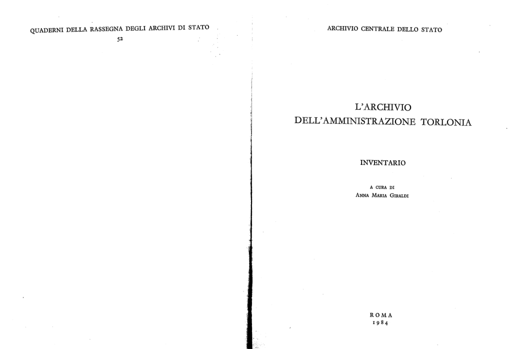 L'archivio Dell'amministrazione Torlonia