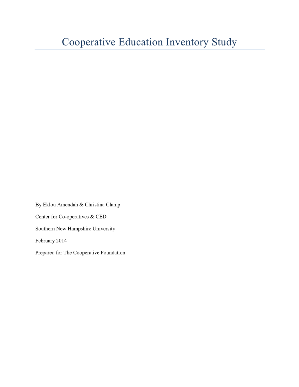 Cooperative Education Inventory Study