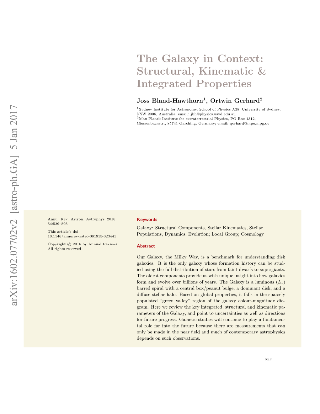 The Galaxy in Context: Structural, Kinematic & Integrated Properties